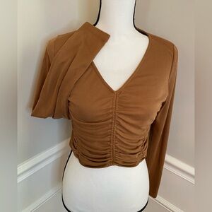 Kirious Crop top size Large Cinched Front Top tee blouse long sleeve